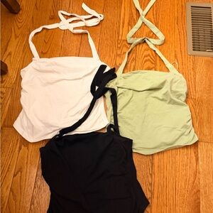 Set of Three SHEIN Camisole Tops - White, Black, and mint Green